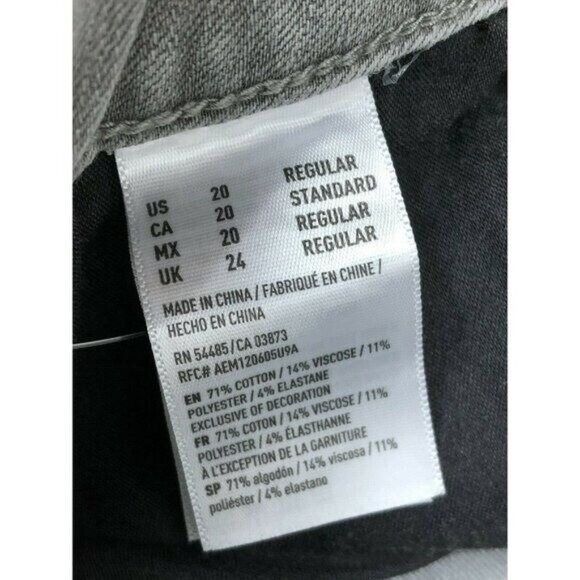 New American Eagle Gray Jegging Ankle Denim Jean Sz 20 Casual Gray Released Hem - Picture 7 of 9